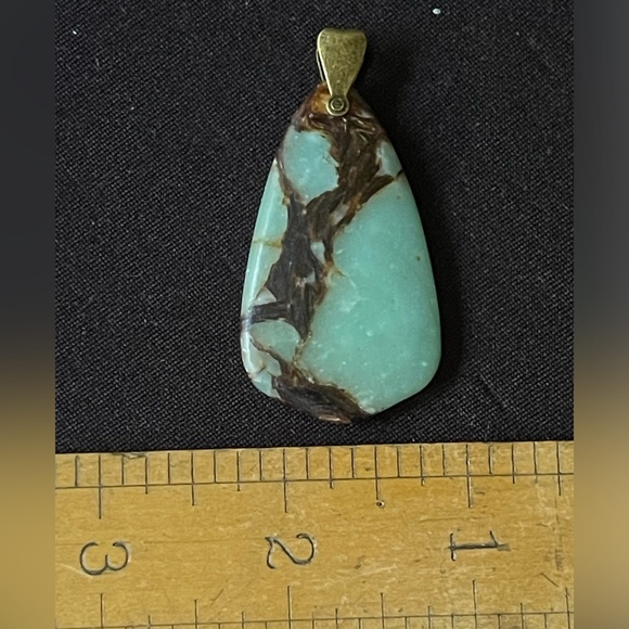 Gorgeous Green Chalcedony Pendant Natural Stone 1 1/4” x 2” Unique Shape - Picture 9 of 11